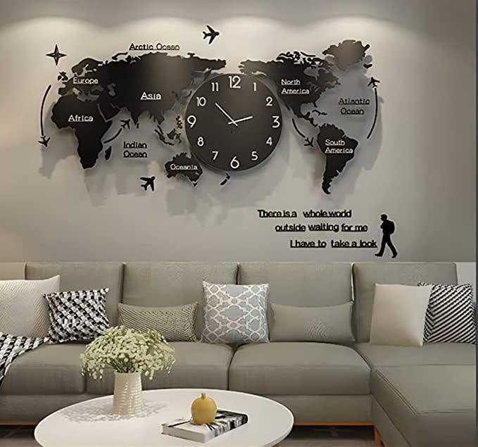 World Map Stylish 3D Wall Clock - AuraDec