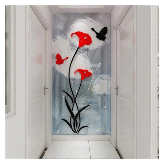 Flower and Butterfly DIY Acrylic Wall Art - AuraDec