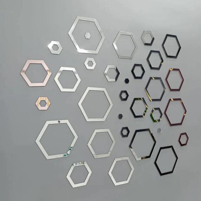 Acrylic Hexagon Ring Mirror Wall Stickers - AuraDec