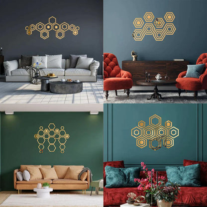 Acrylic Hexagon Ring Mirror Wall Stickers - AuraDec