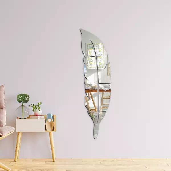 Acrylic Feather Mirror Wall Sticker - AuraDec