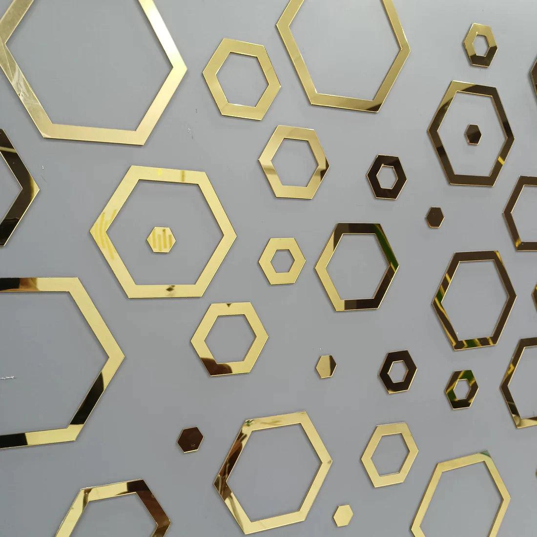 Acrylic Hexagon Ring Mirror Wall Stickers - AuraDec