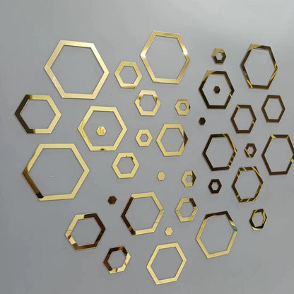 Acrylic Hexagon Ring Mirror Wall Stickers - AuraDec