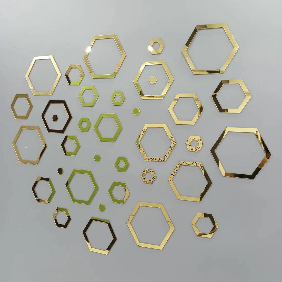 Acrylic Hexagon Ring Mirror Wall Stickers - AuraDec