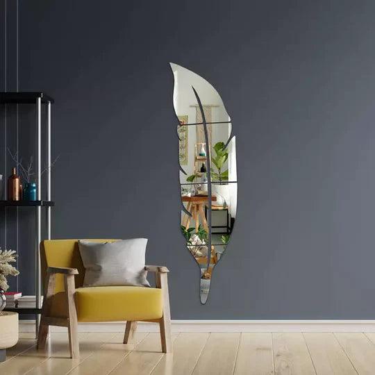 Acrylic Feather Mirror Wall Sticker - AuraDec