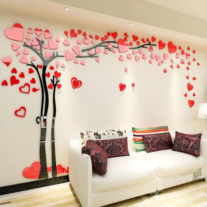 Heart Leaves Tree DIY Acrylic Wall Art - AuraDec